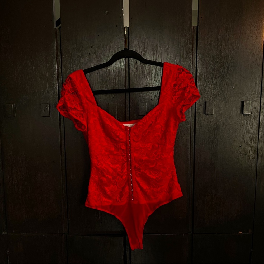 ASTR the Label - Red Lace Bodysuit